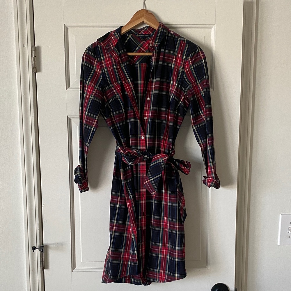 Brooks Brothers Red and Blue Plaid Midi Dress